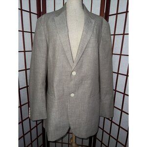 Tasso Elba Mens Sport Coat Blazer Tan Brown Cotton Size L Large 42-44